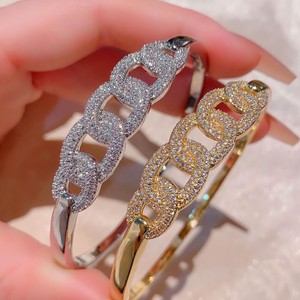 Copper Chain <b>Bracelet</b> Gold And <b>White</b> Micro Insert Diamond Jewelry Fashion Link <b>Bracelet</b> Spring 2025 Yiwu Origin - Product Image 4