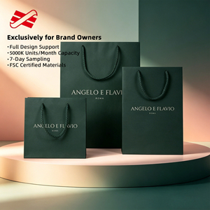 Bolsa de Regalo de Papel <span class=keywords><strong>ANGELO</strong></span> E FLAVIO ROMA Verde Oscuro Premium con Logotipo, Bolsa de Compras de Lujo con Asa de Cuerda Resistente - Product Image 1