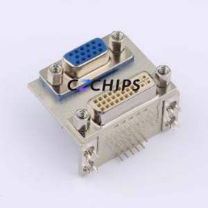 HYCW17-DVI43-204B D-Sub/VGA Connector Bent Lead Through Hole Connector High Density D-Sub Female 44P Right Angle Insert - Product Image 1