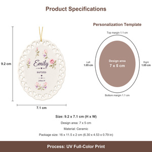 Pendentif en porcelaine symétrique en forme d'ailes d'ange <span class=keywords><strong>pour</strong></span> baptême et communion, impression UV - Product Image 6