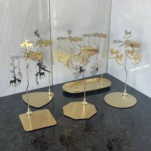 Fashion Metal Tabletop Christmas Decoration Home Spinning <b>Carousel</b> <b>Candle</b> Holder Rotating Tealight Stand - Product Image 6