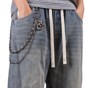 Cadena de cintura de metal estilo punk con diseño de esqueleto, doble capa, color bronce, estilo hip hop, cadena corporal para hombre, accesorio de Halloween - Product Image 1