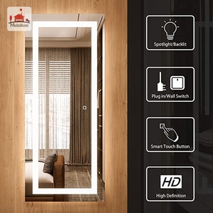 Large Full-Size <strong>Free</strong> <strong>Standing</strong> Floor LED Wall <strong>Mirror</strong> Decorative Framed Glass Dressing Room Body <strong>Mirror</strong> for <strong>Bathroom</strong> &amp; Bedroom - Product Image 3