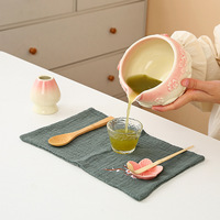 Kit de Cérémonie du Thé Matcha Japonais : Ensemble de Bols en Céramique, Fouet en Bambou Chasen, Support, Tamis à Poudre, Cuillère Doseuse, Outils pour la Préparation du Thé