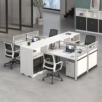 Meubles de bureau en bois blanc de luxe, table pour le personnel, poste de travail modulaire avec tiroir, bureaux pour 6 personnes