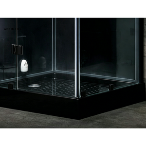 AFFINARE Cabine de <span class=keywords><strong>douche</strong></span> carrée en acrylique noir de 1 mètre avec charnière et cadre en aluminium, pour salle de bain domestique, idéale pour la vapeur - Product Image 2