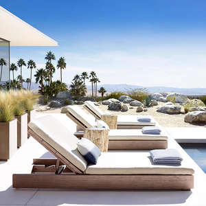 Silla reclinable moderna de teca para ocio, muebles impermeables de metal para exteriores, tumbona para piscina, tumbona, cama - Product Image 1