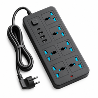 Multiprise industrielle sur mesure 2m 2000W 6 prises universelles avec ports USB Type-C et interrupteur de contrôle