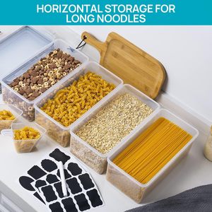 Contenants de stockage alimentaire hermétiques avec couvercles, lot de 4, 3,2 L, boîtes à spaghetti en plastique pour l'organisation des pâtes, organisation du garde-manger - Product Image 5