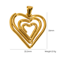 Exquises breloques en acier inoxydable en forme de cœur, d'arachide, de poisson, de spirale et d'étoile, plaquées PVD, pour la création de bijoux DIY et boucles d'oreilles