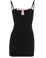 Robe crayon personnalisée pour femme, col licou, style Y2K gothique, avec rubans contrastants, mini-robe de soirée, sans manches, sexy, pour commande en gros usine