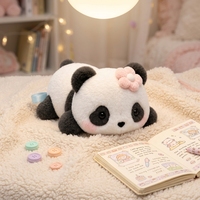 Peluche Panda Personnalisée, Figurine en Peluche Douce Allongée avec Fleur, Cadeau pour Enfants, OEM ODM