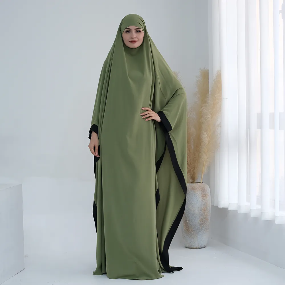 2024 derniers vêtements musulmans traditionnels Jilbab Abaya robe musulmane manches chauve-souris lâche Eid Ramadan robe de prière femmes jilbab Abaya