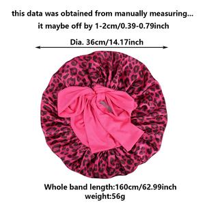 Gorro de <span class=keywords><strong>Dormir</strong></span> SOLPOP Personalizado con Estampado de Leopardo, Lazo Ajustable, Correa Larga, Gorro de Satén para el Cuidado del Cabello para Mujer - Product Image 4