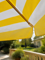 Parasol de terrasse octogonal 8FT jaune et blanc rayé, avec mât en aluminium et système de tension par corde, pour jardin extérieur