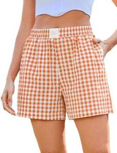 2025 para Amazon, calzoncillos bóxer para <span class=keywords><strong>mujer</strong></span> europeos y americanos, moda informal a cuadros, verano, cintura elástica, ajuste holgado, algodón 100% - Product Image 6