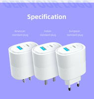 Chargeur mural rapide PD 45W avec 2 ports USB Adaptateurs de chargeur de type C pour ordinateur portable Téléphone portable Montre intelligente Caméra Compatible avec QC3.0