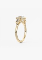 Bague de fiançailles en or massif 14K 18K avec trois diamants de laboratoire taille Asscher et baguette conique, couleur D-E, pureté VS-VVS, 1-3 carats