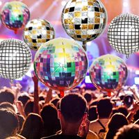 Lot de 12 ballons disco en aluminium de 22 pouces, 4D, colorés, à gonfler à l'hélium, pour fêtes à thème disco années 70/80/90, 14 ans et plus