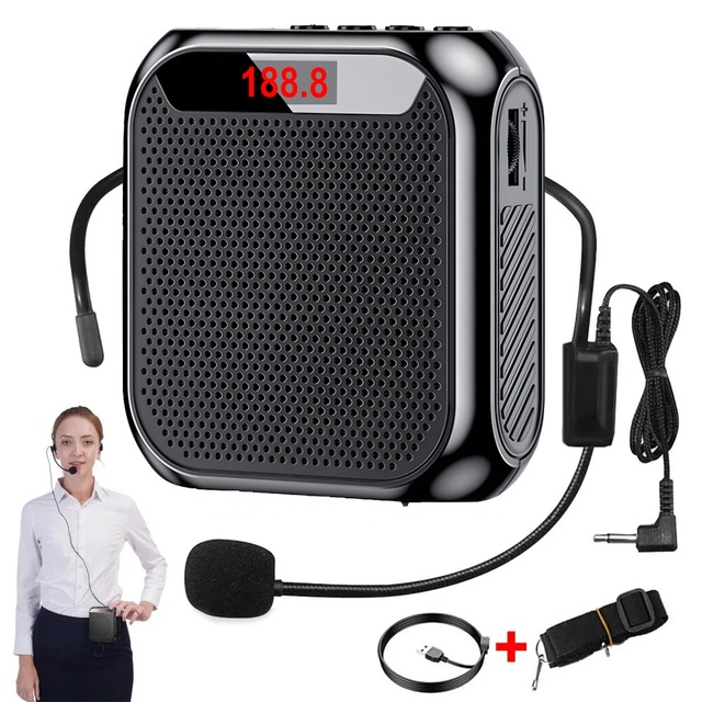 Professional Mini Wired Headmount Microphone Amplifier with LED Display 5W Output Power and MIC Recording Function