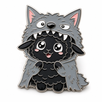 Broche en émail souple personnalisée OEM ODM avec logo, motif loup, mouton, yeux égourdissants, café, pour les amateurs de café, cadeau, badge de revers