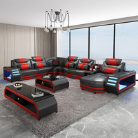 Canapé d'angle intelligent en cuir véritable avec LED, style moderne européen, pour salon de villa, provenant d'un grossiste de Foshan