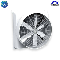 Ventilateur d'extraction à persiennes de 55 pouces avec 6 pales en fibre de verre et volet en treillis métallique pour la ventilation des bâtiments d'élevage