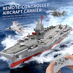 Bateau télécommandé 2,4 GHz, navire de guerre de simulation RC, porte-avions miniature, bateau électrique jouet avec fonction canon à eau - Product Image 3