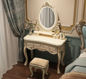 Table de toilette multifonctionnelle en bois massif de style européen, petite table de toilette de style français pour <span class=keywords><strong>chambre</strong></span> à coucher, avec rangement, idéale pour les espaces ruraux - Product Image 3