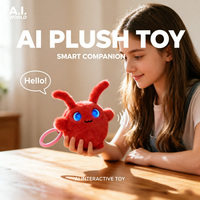 Breloque de sac à dos portable en peluche IA avec yeux lumineux, ornement de sac à main pour l'école, les voyages, les activités de plein air, cadeau fantaisie