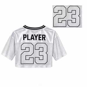 Camiseta Corta Personalizada para Fans de Grupos Femeninos de Conciertos, Estilo Boxy, Oversize, Vintage, de Malla, Tipo Jersey de Fútbol Americano - Product Image 4