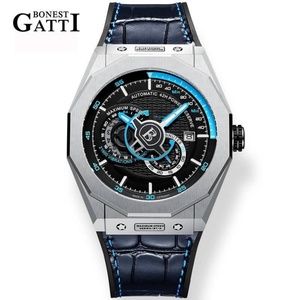 BG8601-B Men Automatic <b>Watch</b> 42.5mm <b>Mechanical</b> Wristwatch 50M Waterproof Sapphire Luminous Leather Strap Fashion - Product Image 1