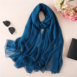 Moda liso Color sólido mujeres largo scaarf 180x110cm tamaño grande gasa seda manta <span class=keywords><strong>playa</strong></span> chal musulmán señora <span class=keywords><strong>pañuelos</strong></span> Hijab - Product Image 3