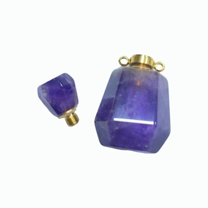 Amethyst Hollow Gem Vial Hand Polished Crystal Bottle for Essential Oil Storage Necklace Pendant Gift Ornament - Product Image 5
