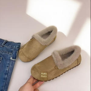 <span class=keywords><strong>Zapatos</strong></span> Casuales de Mujer con Lazo en la Parte Superior de Gamuza, Forrados de Felpa Cálida para Otoño e Invierno, con Suela de PVC Peluda, Estilo Coreano, Sin Cordones - Product Image 6