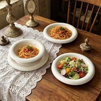 Assiette plate Fufu en fibres végétales, motif champignon blanc, compatible micro-ondes, style Instagram moderne, pour petit-déjeuner et gâteaux à la française