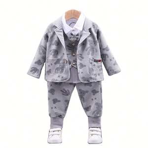 Conjunto de ropa para niño bebé graduación boda niños vestido Formal abrigo chaleco camisa pantalones 4 Uds traje de fiesta de cumpleaños para niños - Product Image 1