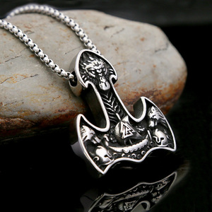 Collar con Colgante de Ancla de Acero Inoxidable con Diseño Vikingo para Hombre, Joyería de Regalo, Cadena de 60 cm, Acabado Metálico, Accesorio de Moda - Product Image 1