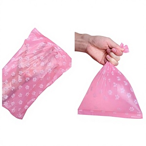Pink Dog Poop <b>Bags</b> With Paw Print Design Disposable Waste <b>Bags</b> Self Adhesive <b>Seal</b> Household Use 300 Count - Product Image 1