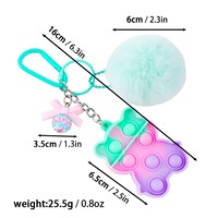 Porte-clés anti-stress en silicone Push Pop It, breloque de sac perlée colorée, pendentif papillon cœur, porte-clés personnalisé avec lettre, cadeau