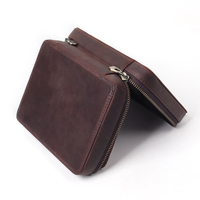 Boîtes de montre portables Crazy Horse boîte de rangement en cuir pour montres carte de crédit luxe personnalisé voyage carte Holer étui pour hommes