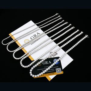 Collar de Tenis de 2mm 3mm 4mm 5mm con Moissanita de Corte Brillante, Chapado en Plata 925, Oro Blanco/Amarillo - Diseño Clásico Unisex para Todos - Product Image 5