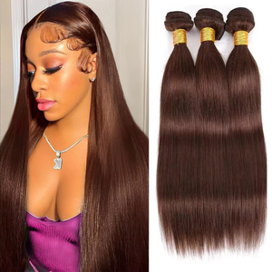100% brésilien # 4 paquets de cheveux humains blonds lisses, extensions naturelles ondulées brutes avec perruque brun chocolat, super offres sur les tissages - Product Image 2