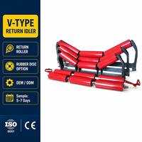 Rodillo de Retorno Tipo V, Rodillo Transportador Autoalineable con Soportes Ajustables para Sistema de Banda Transportadora