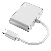 Adaptor VGA HDTV, tampilan ganda USB C ke HDTV Output ganda 1080P 4K 30Hz Plug dan Play Thunderbolt 3 kompatibel