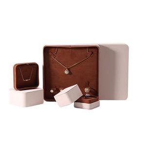 Caja de Regalo para Collar con Anillo, con Tapa y Base, Diseño Personalizado con Logotipo, Caja de Joyería de Cuero de Lujo con Tapa Heaven Earth, Color Personalizado - Product Image 3