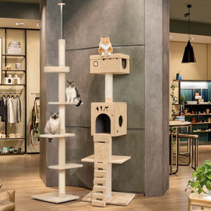 وصل حديثًا فاخر كبير جدًا برج شجرة القط MDF تسلق السيزال هرش متداخل سلم متداخل لعبة كرتون واحد للحيوانات الأليفة - Product Image 4