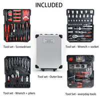 186 pièces ensemble d'outils ménagers Kit d'outils de réparation automatique boîte à outils et roues combinaison d'outils à main Kit d'outils à main ensemble boîte