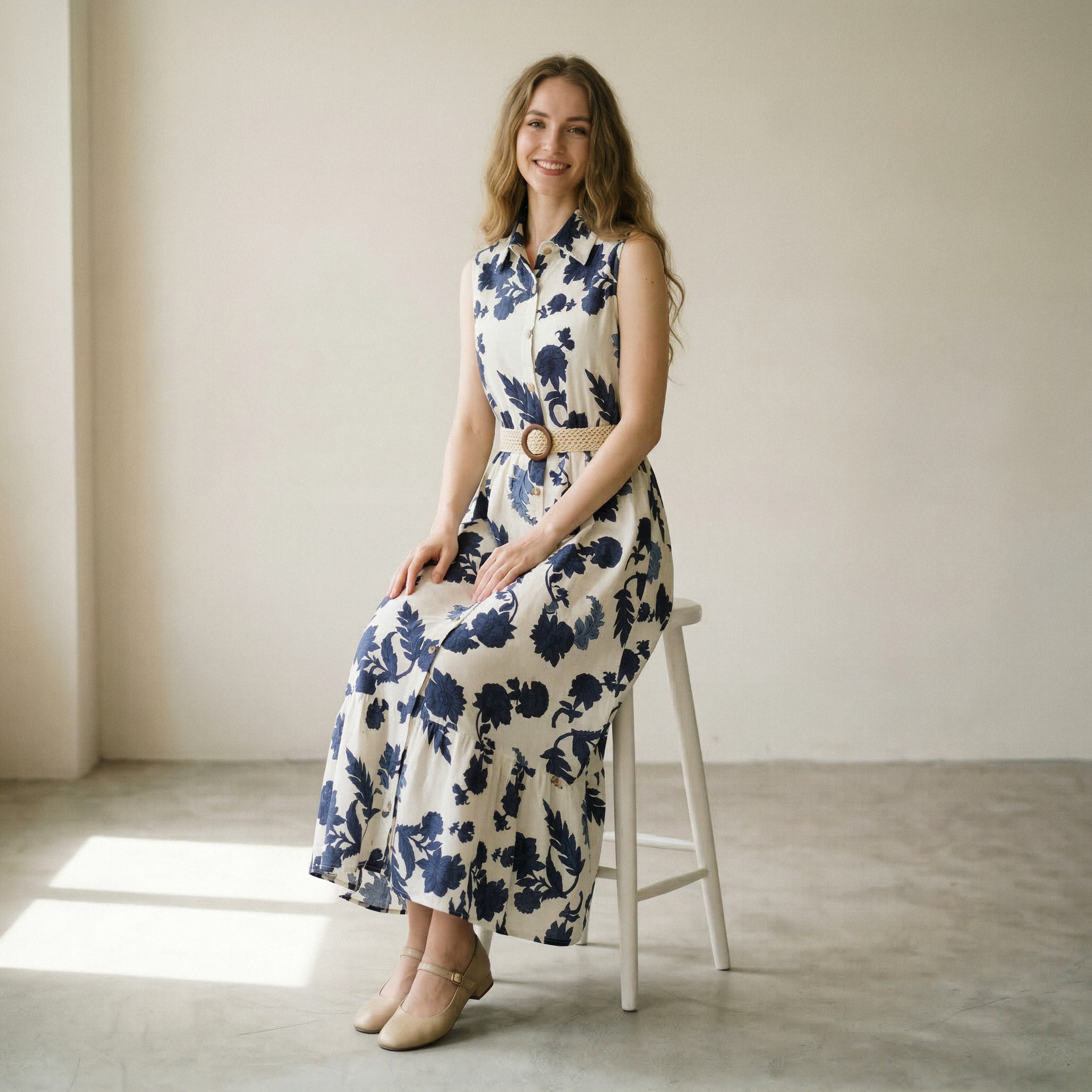 white christmas dresses Luminous Field Floral Maxi Dress White main image 1