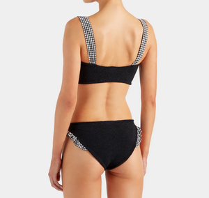 Fabricación OEM, Diseño Personalizado, Top de Bikini Texturizado con Estampado de Cuadros, Banda en Contraste, Parte Inferior con Volantes, Secado Rápido, Spandex/Nylon - Product Image 3